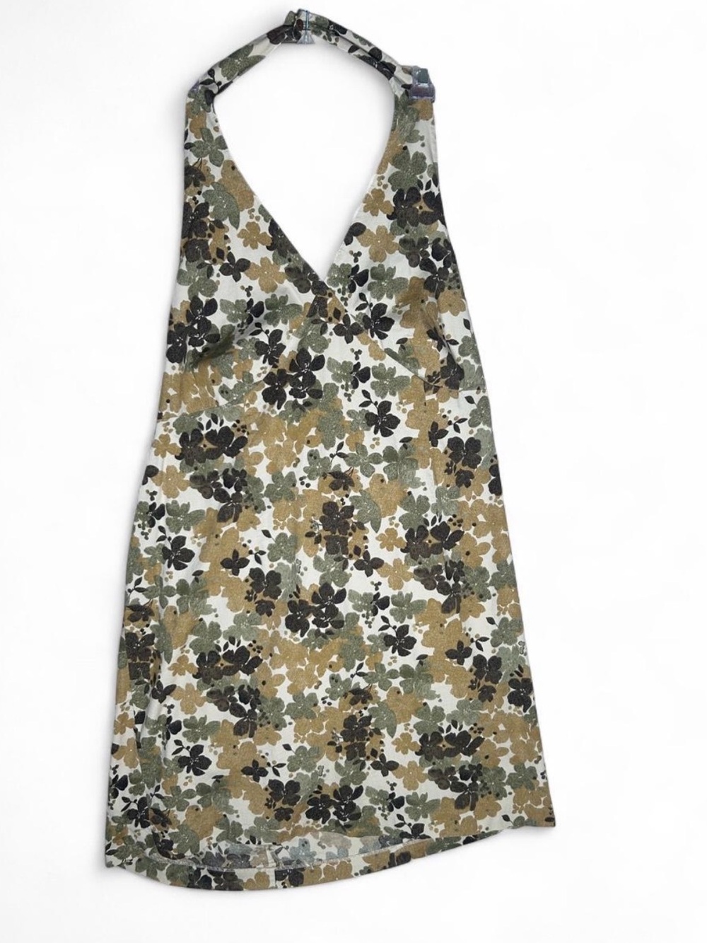 Plus size camouflage Floral Halter Mini-midi Dress 97% Cotton Vintage 1998 SZ 20